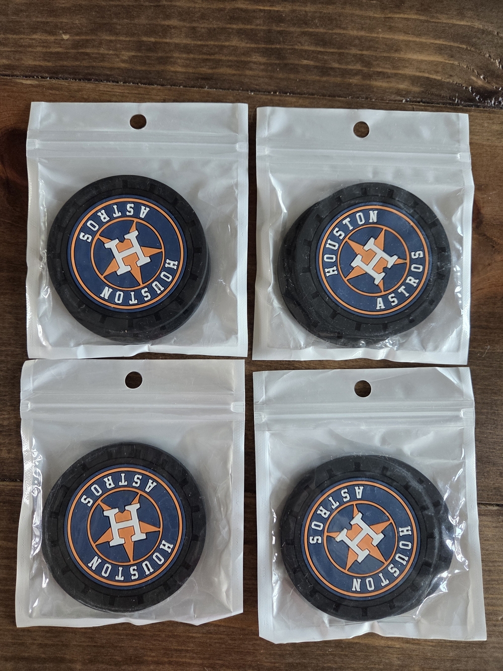 Houston Astros - Pack of 4 New In Package Car Cupholder Bottoms